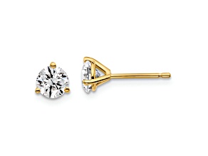 14K Yellow Gold Certified Lab Grown Diamond 1ct. VS/SI GH+, 3 Prong Stud Earrings
