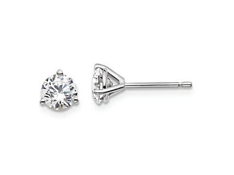 Rhodium Over 14K Gold Certified Lab Grown Diamond 1ct. VS/SI GH+, 3 Prong Stud Earrings