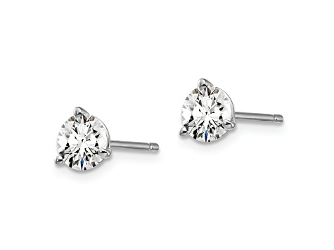 Rhodium Over 14K Gold Certified Lab Grown Diamond 1ct. VS/SI GH+, 3 Prong Stud Earrings