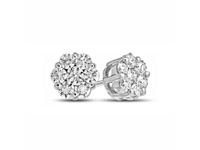 1.25ctw Diamond Cluster Earrings in 14k White Gold