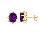 Oval Amethyst 10K Yellow Gold Stud Earrings 2.70ctw