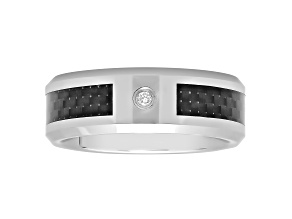 .03ctw Diamond Tungsten 8MM Carbon Fiber Band