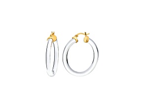 14K Yellow Gold Over Sterling Silver Thin Kate Lucite Hoops in Clear