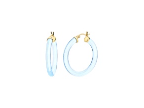 14K Yellow Gold Over Sterling Silver Thin Kate Lucite Hoops in Blue