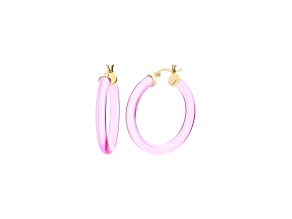 14K Yellow Gold Over Sterling Silver Thin Kate Lucite Hoops in Pink