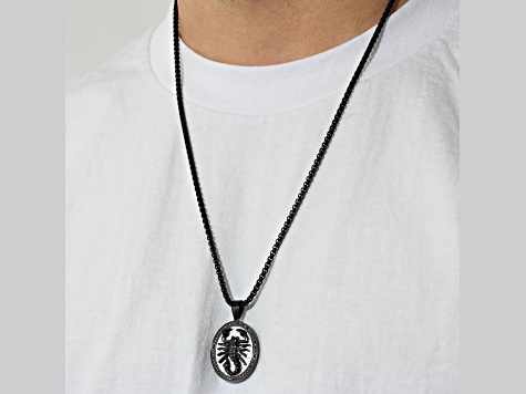 Black Ion-Plated Stainless Steel and Black Diamond Scorpion
