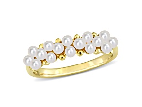 Freshwater Cultured Pearl Semi-Eternity Ring in 14K Yellow Gold