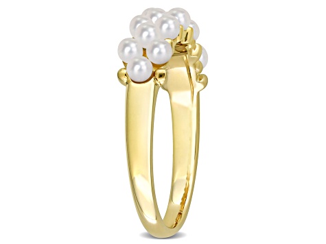 Freshwater Cultured Pearl Semi-Eternity Ring in 14K Yellow Gold