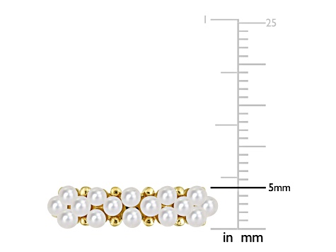 Freshwater Cultured Pearl Semi-Eternity Ring in 14K Yellow Gold