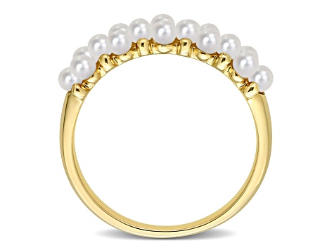 Freshwater Cultured Pearl Semi-Eternity Ring in 14K Yellow Gold