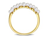 Freshwater Cultured Pearl Semi-Eternity Ring in 14K Yellow Gold