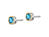 Rhodium Over Sterling Silver with 14k Accent Light Swiss Blue Topaz Square Stud Earrings