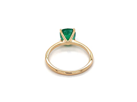 10k Yellow Gold Square Cushion Emerald Ring 1.92ct