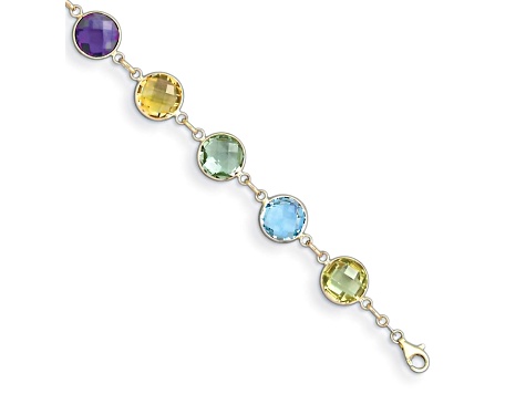 14K Yellow Gold Multi-Gemstone Circle 8-inch Bracelet