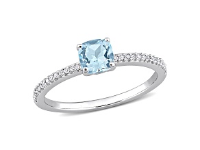 Sky Blue Topaz & Diamond 10K White Gold Ring 0.88ctw