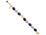 14K Yellow Gold Over Sterling Silver Amethyst/Fluorite/Jade 1-inch Extension Bracelet