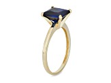 Princess Cut Lab Created Sapphire 10K Yellow Gold Ring 3.00ctw