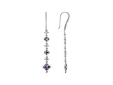 Judith Ripka 6ctw Square Purple Bella Luce Rhodium Over Silver Long Dangle Earrings