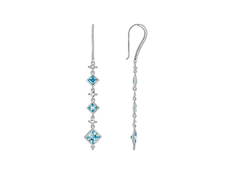 Judith Ripka 6ctw Square Sky Blue Bella Luce Rhodium Over Silver Long Dangle Earrings