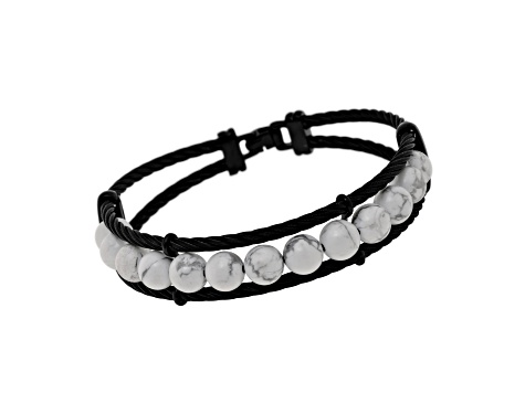 Howlite Stainless Steel Cable Bracelet