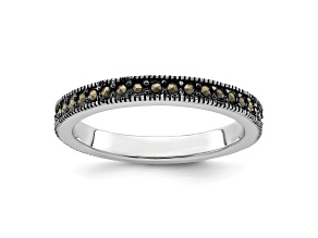 Rhodium Over Sterling Silver Stackable Expressions Marcasite Band