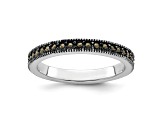 Rhodium Over Sterling Silver Stackable Expressions Marcasite Band