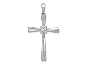 Rhodium Over 14k White Gold Diamond Cross Pendant