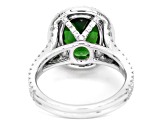 Oval Green Chrome Tourmaline and White Diamond 18K White Gold Ring. 4.10 CTW