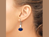 Sterling Silver Jadeite, Lapis and Crystal Shepherd Hook Earrings