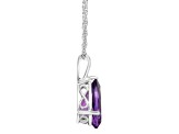 12x8mm Pear Shape Amethyst Rhodium Over Sterling Silver Pendant With Chain