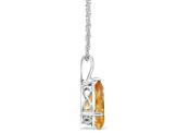 12x8mm Pear Shape Citrine Rhodium Over Sterling Silver Pendant With Chain