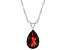 12x8mm Pear Shape Garnet Rhodium Over Sterling Silver Pendant With Chain