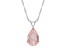 12x8mm Pear Shape Rose Quartz Rhodium Over Sterling Silver Pendant With Chain