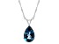12x8mm Pear Shape London Blue Topaz Rhodium Over Sterling Silver Pendant With Chain