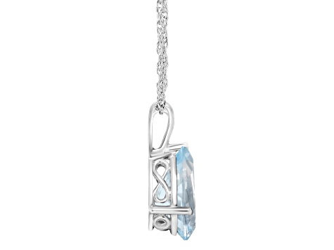 12x8mm Pear Shape Sky Blue Topaz Rhodium Over Sterling Silver Pendant With Chain