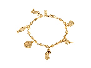 Symbol of Faith Gold Tone Religious Charm Bracelet
