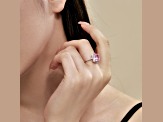 Radiant Cut Pink and Round White Cubic Zirconia Accents Sterling Silver Halo Ring