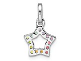 Rhodium Over Sterling Silver Rainbow Nano Crystal Star Pendant