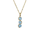 Lab Created Blue Spinel 18k Yellow Gold Over Sterling Silver March Birthstone Pendant 3.61ctw