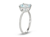 Square Cushion Aquamarine 10K White Gold Twist Band Ring 1.55ctw