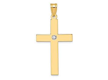 Picture of 14K Yellow Gold Polished Diamond Cross Pendant