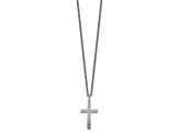 White Cubic Zirconia Stainless Steel Men's Cross Pendant With Chain