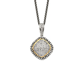 Sterling Silver Antiqued with 14K Accent Diamond 18-inch Necklace