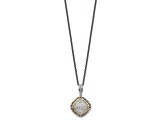 Sterling Silver Antiqued with 14K Accent Diamond 18-inch Necklace