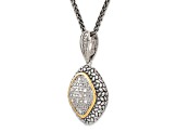 Sterling Silver Antiqued with 14K Accent Diamond 18-inch Necklace