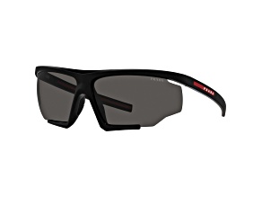 Prada Men's Linea Rossa 76mm Black/Black Rubber Sunglasses|PS-07YS-DG006F-76