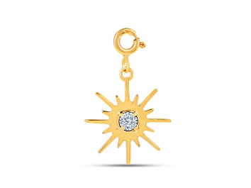 Picture of Lab Created White Sapphire 18k Yellow Gold Over Sterling Silver Mini Sun Charm