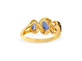 18K Yellow Gold Over Sterling Silver Oval Tanzanite and White Zircon Ring 2.97ctw