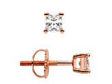 White Cubic Zirconia 14k Rose Gold Studs With Velvet Gift Box 0.60ctw