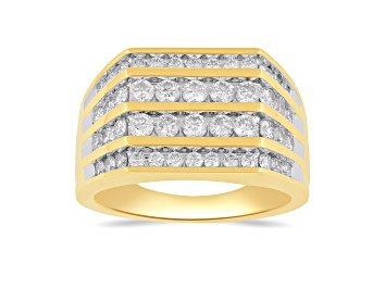 Picture of White Diamond 10K Yellow Gold Mens Ring 2.00ctw